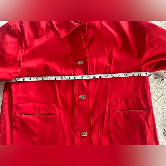 Talbots Petite Red Women's Cotton Jacket with Pinstripe Lining Women’s size L - Picture 13 of 14